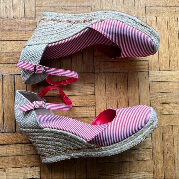 Old Navy Striped Pink/White Wedge Espadrilles Size 9 - Picture 4 of 10